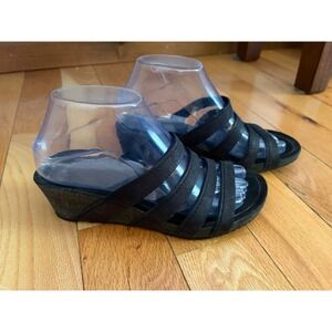 Teva Ysidro Slide Wedge Sandals Black Size 7.5